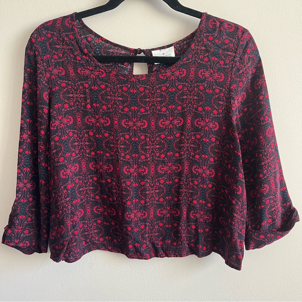 Cropped Dark Red Blouse